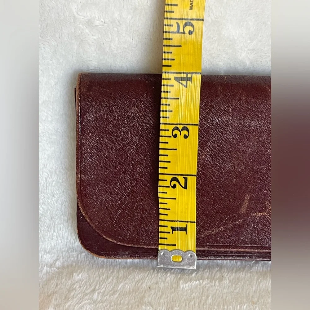 Antique All Leather Strongly Stitched accordion billfold wallet train ticket